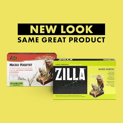 Zilla Micro Habitat Terrarium, Arboreal, with Locking Latch, for Isopods, Spiders, Insects, Large