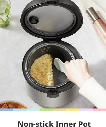 COMFEE' Compact Rice Cooker, 6-in-1 Stainless Steel Multi Cooker, Slow Cooker