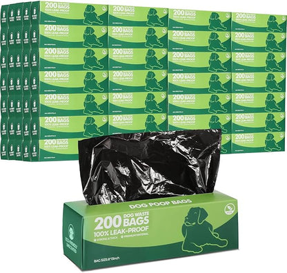 Sherr 60 Rolls Dog Poop Waste Bags 12000 Count Unscented Dog Trash Leak Proof Pet Doggie Thick Plastic Bag for Home Park Outdoor Travel Pet Supplies, Black