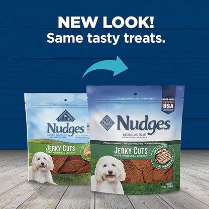 Blue Buffalo Nudges Jerky Cuts Dog Treats, Made in the USA with Natural Ingredients, Chicken, 10-oz Bag