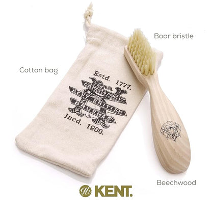 Kent BRD2 Boar Bristle Beard Brush for Men - Specially Cut Natural White Boar Bristle for Flawless Shaping and Grooming, Ergonomic Pistol-Like Grip Wood Handle, Dry or Wet Beard, Distributes Oils