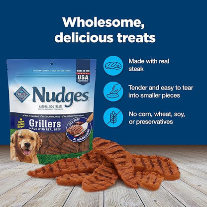 Blue Buffalo Nudges Grillers Natural Dog Treats, Beef, 16oz