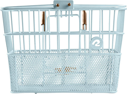 Retrospec Apollo Detachable Front Bike Basket Steel Half-Mesh with Integrated Detachable Hooks and Built-In Handle, Easy Assembly and Portability for Bicycles