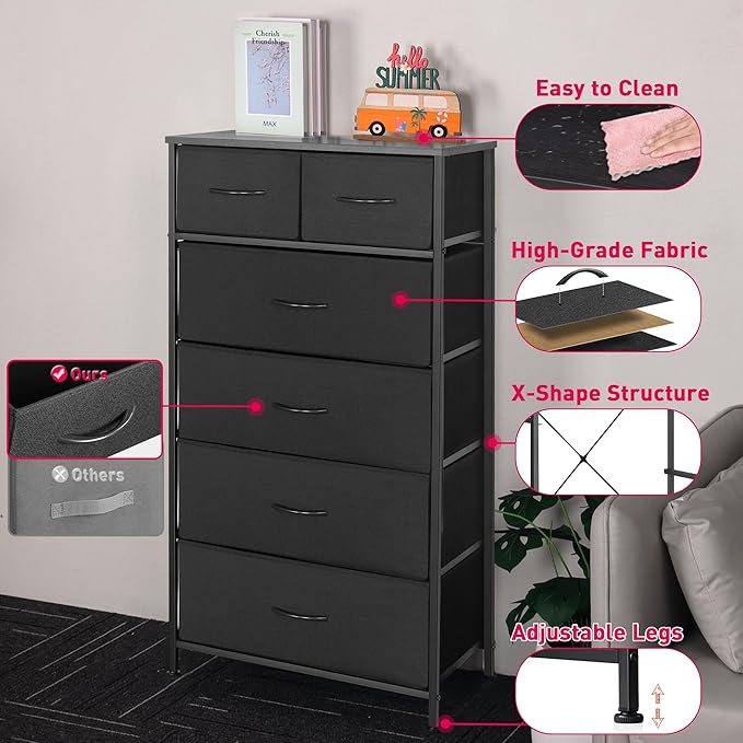 Mifuro Tall Dresser for Bedroom, Vertical Storage Organizer Tower
