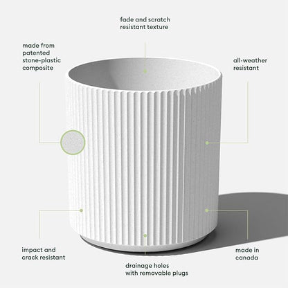 Veradek Demi 20 in. Round White Plastic Planter DMV20W