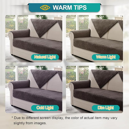 Turquoize Waterproof Couch Cover for Dogs Fuzzy Pet Couch Covers for Sofa Thick Dog Bed Cover Non-Slip Sofa Covers for 3 Cushion Couch Protector Slipcover Pet Friendly (Brown, 36" x 63")