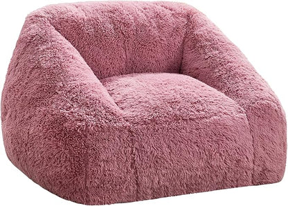 Hobestluk Bean Bag Chairs for Adults Giant Bean Bag Chair with Memory Foam Filling, Adult Beanbag for Bedroom, Living Room (Pink Plush)