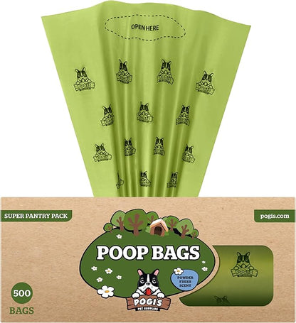 Pogi's Poop Bags – Large, Leak-Proof Dog Waste Bags for Yard or Home Use, Fresh Scent (Single Roll, 500-Count)