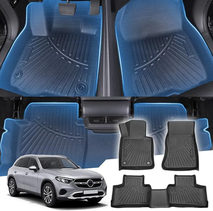 Sunsdrew All Weather Floor Mats for Mercedes Benz GLC 300 / GLC 43 AMG 2023-2025 2026 Accessories TPE Rubber Car Mats Heavy Duty Raised Edge