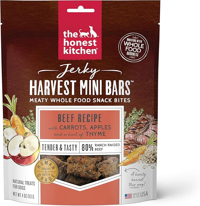 The Honest Kitchen Jerky Harvest Mini Bars: Beef Recipe With Carrots & Apples, 4 oz Bag