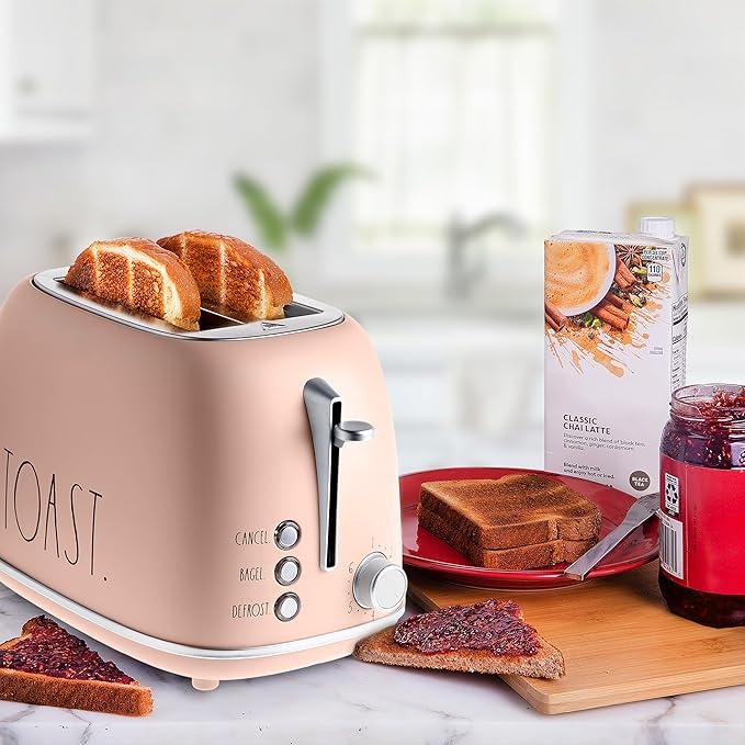 Rae Dunn Retro Rounded Bread Toaster, 2 Slice Stainless Steel Toaster