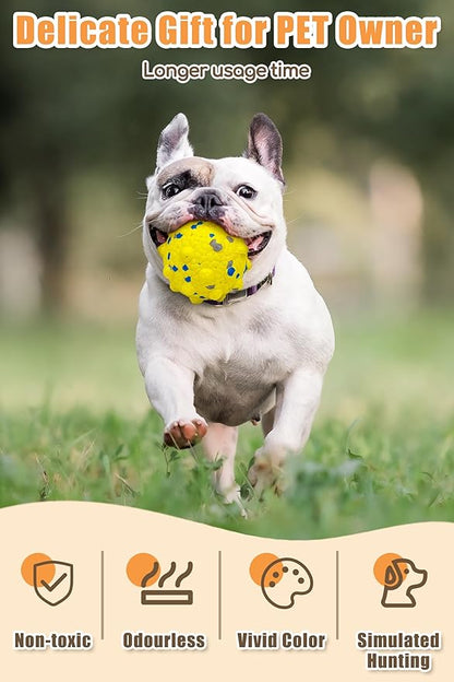 Dog Tennis Balls for Aggressive Chewers, Indestructible Durable Bouncy Interactive Toy for Dogs Fetch Game Lightweight Floating Outdoor Training(2 Yellow Point+ 2 Blue Cirle Medium)