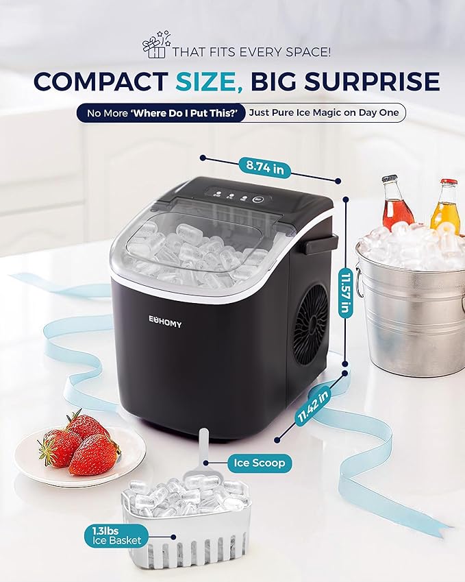 EUHOMY Countertop Ice Maker Machine