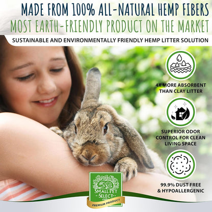Small Pet Select - Hemp Pelleted Bedding, Non-Clumping, Biodegradable Animal Bedding, Eco Friendly Odor Control for a Rabbits, Hamsters, Guinea Pigs, and Other Small Pets, 20 lb