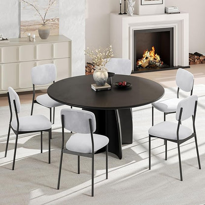 Einhomn Upholstered Dining Chairs Set of 6, Stackable Modern Dining Room Chairs, Kitchen Chairs w/Soft Velvet Backrest & Sturdy Metal Legs for Restaurant, Living Room, Light Grey