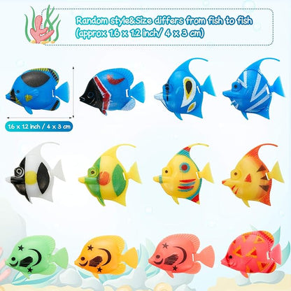Weewooday 20 Pcs Artificial Moving Fishes Plastic Floating Lifelike Fish Tank Ornament Aquarium Decorations(Random Fish)