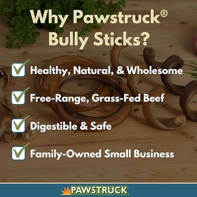 Pawstruck All-Natural 6" Bully Stick Springs for Dogs - Fun, Challenging, Rawhide-Free, 100% Beef, Single Ingredient Chew Bones - Fully Digestible, Low Odor - 3 Pack - Packaging May Vary