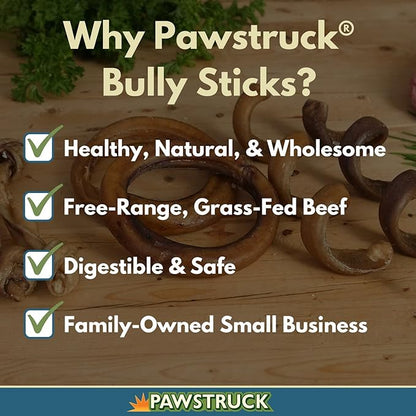 Pawstruck All-Natural 6" Bully Stick Springs for Dogs - Fun, Challenging, Rawhide-Free, 100% Beef, Single Ingredient Chew Bones - Fully Digestible, Low Odor - 3 Pack - Packaging May Vary