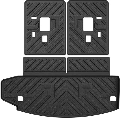 LASFIT Trunk Mat for Dodge Durango 2011-2026, Fit 2nd Row Bench Seating(7seats) & 2nd Row Bucket Seating 6seats, Not for 5 Seats, All Weather TPE Custom Fit Car Mat Cargo Liner, Black