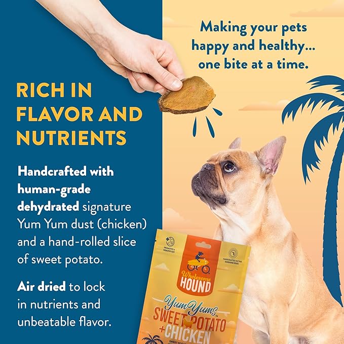 Wholesome Hound- Healthy Dog Treats- Chicken Chips & Sweet Potato, 2 Simple Ingredient Recipe, Lean 100% All Natural Dog Training Treats for Small Medium Large Breeds & Puppies, Made in USA- 4oz