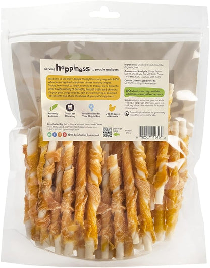 Pet 'n Shape Chik 'n Hide Twists – Chicken Wrapped Rawhide Natural Dog Treats, Small, 16 oz