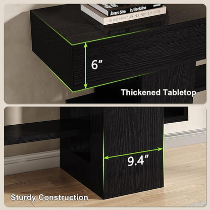 Feonase 63 Inches Long Console Table for Entryway, Wooden Sofa Table Behind Couch with 3-Tier Storage, Modern Narrow Entry Hallway Table for Living Room Foyer Entrance, Black