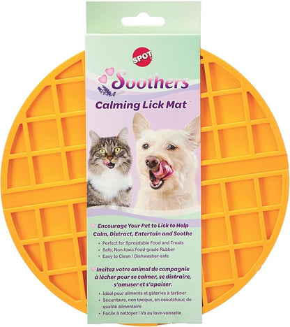 SPOT Soother Lick Mat- Dog Licking mat for Medium and Large Dogs and Puppies, Food Grade Rubber, Anxiety Reliever, Dog Peanut Butter Lick Pad, Slow Feeder, 7.5inch