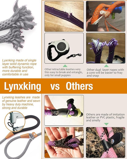 lynxking 6 FT Dog Leash Slip Lead 2 Pack Strong Heavy Duty Braided Dog Training Leash No Pull Training Lead Leashes for Medium Large and Small Dogs