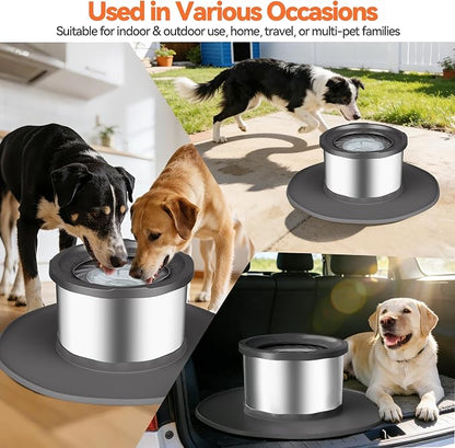 Decflow 12L No Spill Dog Water Bowl for Large Dogs, Stainless Steel Spill Proof Bowls with Suction Cup Anti-Skid Mat, Slow Drinking Feeder for Messy Drinkers, Heavy Duty Pet Bowls for Indoor/Outdoor