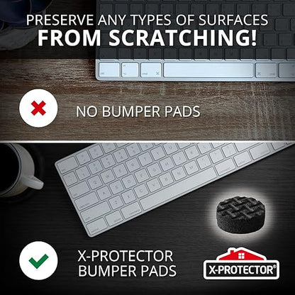 X-Protector Cabinet Door Bumpers 100 PCS Small Black Rubber Pads 3/8' Self-Adhesive Thick Dots Protect Glass & Surfaces