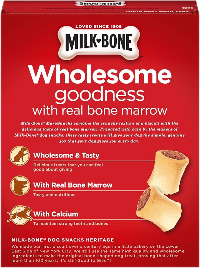 Milk-Bone MaroSnacks Dog Treats, Beef, 15 Ounce (Pack of 6) with Real Bone Marrow and Calcium
