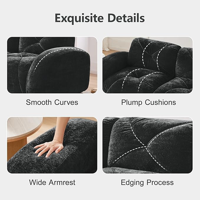 Modular Sectional Sofa with Free Combination,Boneless Floor Couch for Small Spaces, Living Room & Lounge,Velvet 2-Seater Sectional Couch with 2 Ottomans,No Assembly Needed