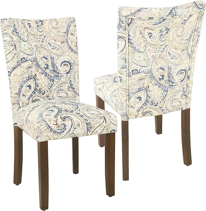 HomePop Classic Parsons Dining Chair - Blue Velvet Paisley Print (Set of 2)