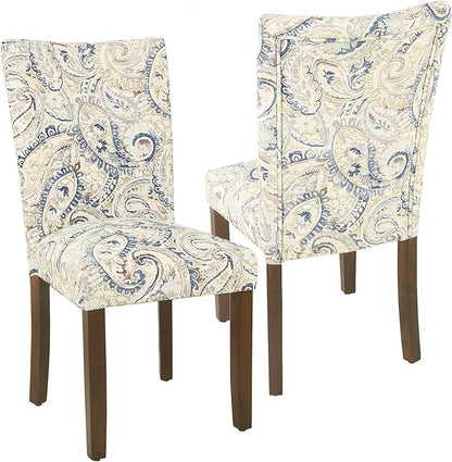 HomePop Classic Parsons Dining Chair - Blue Velvet Paisley Print (Set of 2)