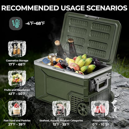 12V Portable Refrigerator, 68 Quart Dual-Voltage 12V/24V DC Car Cooler