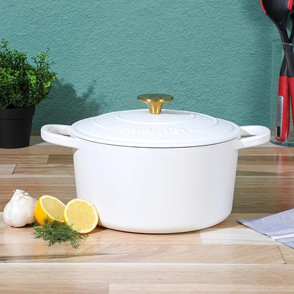 Crock-Pot Artisan 5-Quart Round Dutch Oven – Matte Linen White
