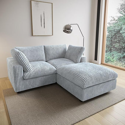 Modular Sectional Sofa/ 78inch Cloud Couches for Living Room/Soft Faux Rabbit Fur L Shaped Couch,3 Seater Wide Convertible Sofa,Covers Washable&Replaceable,Grey