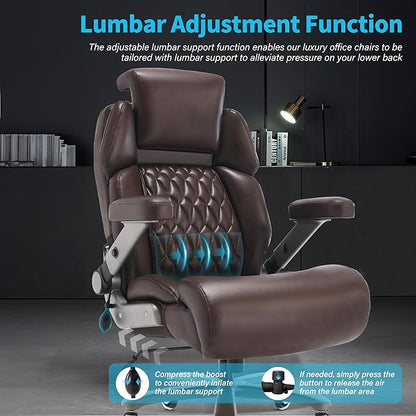 Big and Tall Office Chair 700lbs - Adjustable Headrest&Lumbar Support, 3D Flip Arms, Large Wheels &Heavy Duty Metal Base, Ergonomic High Back Computer Chair Desk Chair, Thick Padded Extra Wide Seat