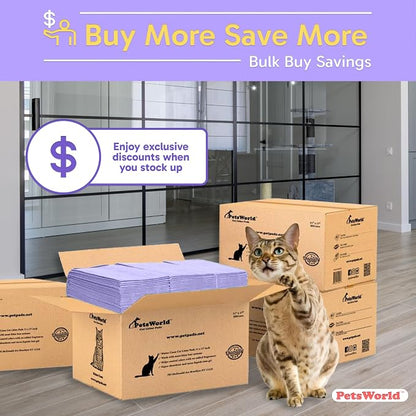 PetsWorld Universal Fit Cat Pad Refills for Litter Box, Unscented, Odor Control, Pack of 600