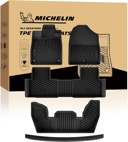 Michelin Vehicle Mats, Premier Series All-Weather TPE Custom Fit Liner for Honda Pilot 2023-2026 7 & 8 Seats, Floor Mats(5 Piece)