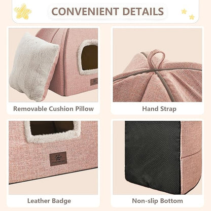 WINDRACING Cat Bed for Indoor Cats - Cat Cave Beds Cat House Cat Tent with Removable Washable Cushioned Pillow, Soft Kitten beds,Cat Beds & Furniture, for Small and Medium Pet Bed