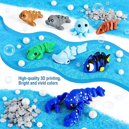 30 Pcs Mini Random 3D Printed Animal Statues Figurines Set Movable Joints Surprise 3D Printed Animals Cute Desk Decor Party Favors for Adults Home Office Desk Decoration Display