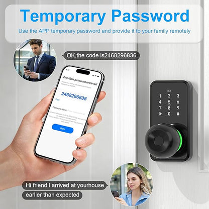 Smart Door Lock with Knob, LinkThai Keyless Entry Fingerprint Lock with