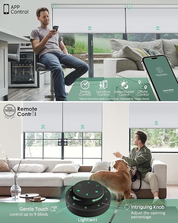 Yoolax Motorized Blinds with Remote, Waterproof Smart Blinds