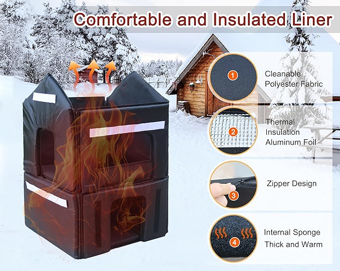 Rockever Plastic Outdoor Cat House with Insulated Liner, 100% Insulated Outdoor Cat Houses for Winter, Waterproof 2 Story Outside Cat Shelter, Clean and Assemble Easily-Grey