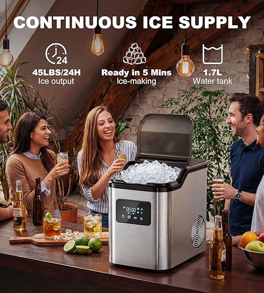 Nugget Ice Makers Countertop, Portable Pebble Ice Machine