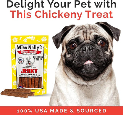 Miss Nelly's - Chicken Jerky Dog Treats - Soft Sticks - USA Made and Sourced - Original Smoke House Recipe - Small Batch Chicken Jerky for Dogs - Minimally Processed - 8 oz. Bag