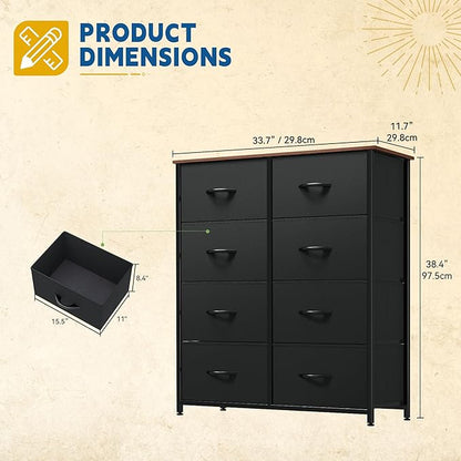 DWVO 8-Drawer Fabric Dresser, Furniture Storage Tower Cabinet, Organizer