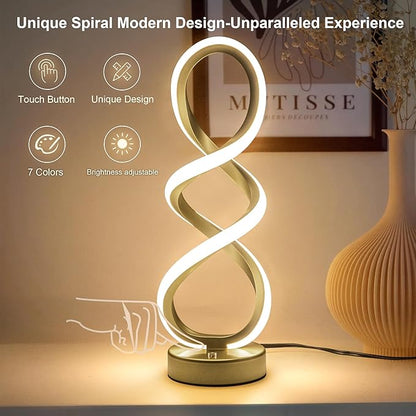 Modern Table Lamp, 7 Colors 10 Light Modes Spiral Design Table Lamp, Touch