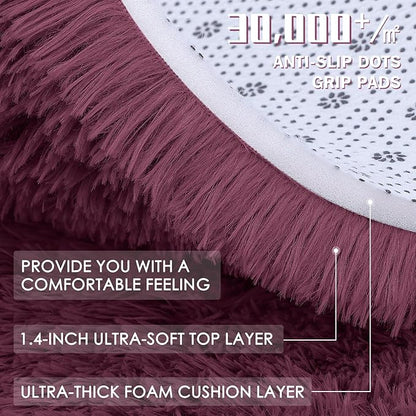 OLANLY 2x8 Machine Washable Runner Rugs for Hallway, Soft Fluffy Shaggy Bedside Rugs for Bedroom, Living Room, Indoor Floor Carpet for Kids Girls Boys, Nursery Rooms, Home Decor Aesthetic, Burgundy